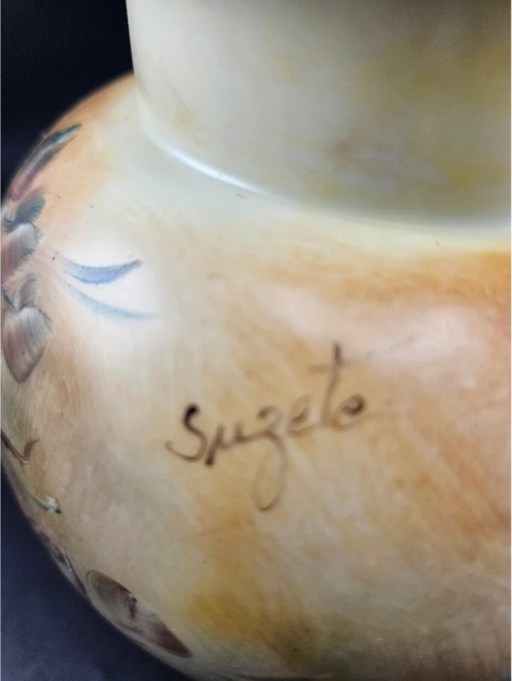 Vintage Hand Painted Yellow Rose Ginger Jar Signed Suzete 11